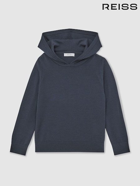 Reiss Midnight Navy Holland Merino Wool Hoodie (H60853) | €73