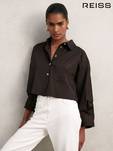 Reiss Solene Oversize Cotton Cropped Shirt (H60861) | ‏634 د.إ.‏