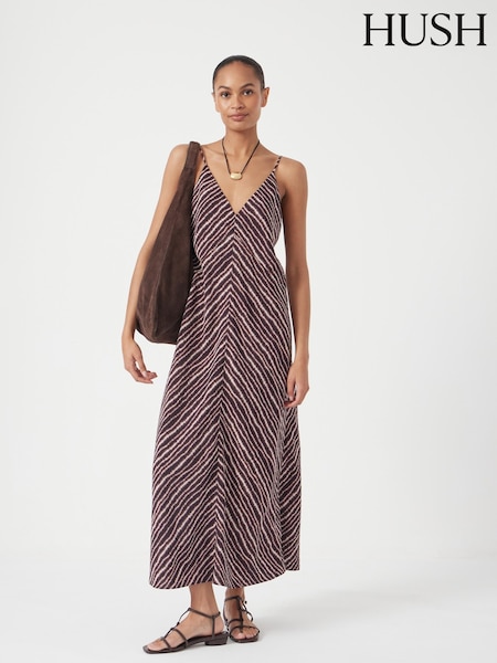 Hush Brown Air Flow Seam Detail Maxi Slip Dress (H60960) | €140