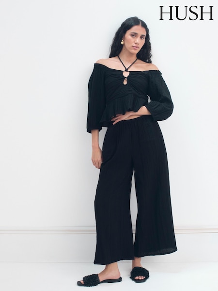 Hush Black Zoe Bandeau Crinkle Top (H60963) | 346 QAR