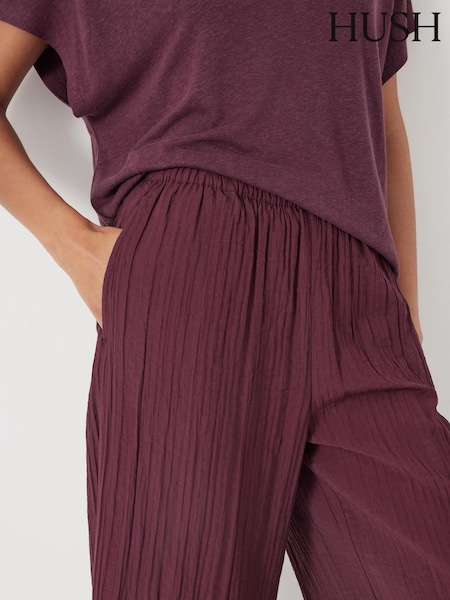 אדום - Hush Crinkle Wide Leg Cropped Trousers (H60966) | ‏402‏₪
