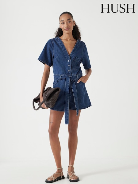 Hush Blue V-Neck Denim Playsuit (H60999) | €119