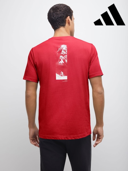 adidas Red Outdoor Mountain Biking Graphic T-Shirt (H61083) | €26