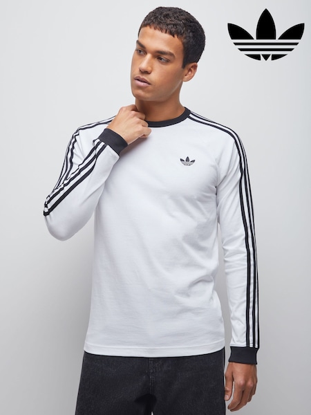 Hvit - adidas Originals 3-Stripes LS T-Shirt (H61206) | kr550
