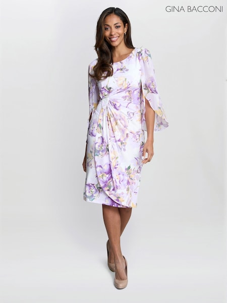 Gina Bacconi Harmony Floral Print White Dress (H61255) | €199