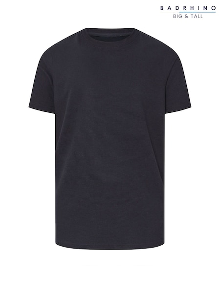 BadRhino Big & Tall Blue Ottoman Textured T-Shirt (H61274) | AED128