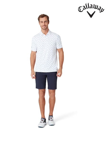 Callaway Apparel All-Over Large Chev Printed White Polo Shirt (H61390) | €64