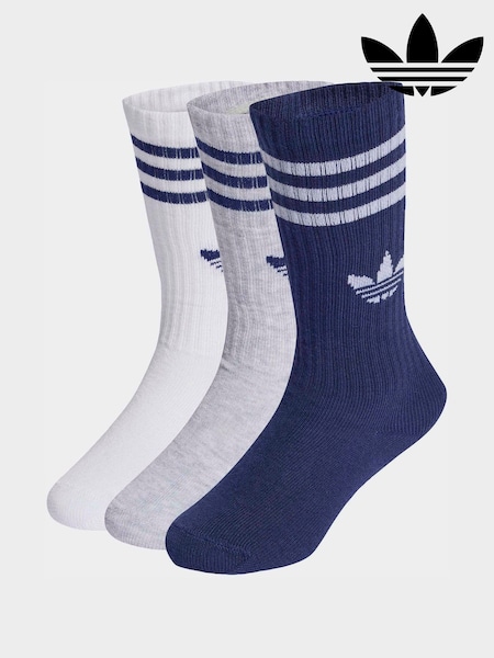 Weiß/Blau - adidas Kids 3-Stripe Crew Socks 6 Pack (H61596) | 20 €