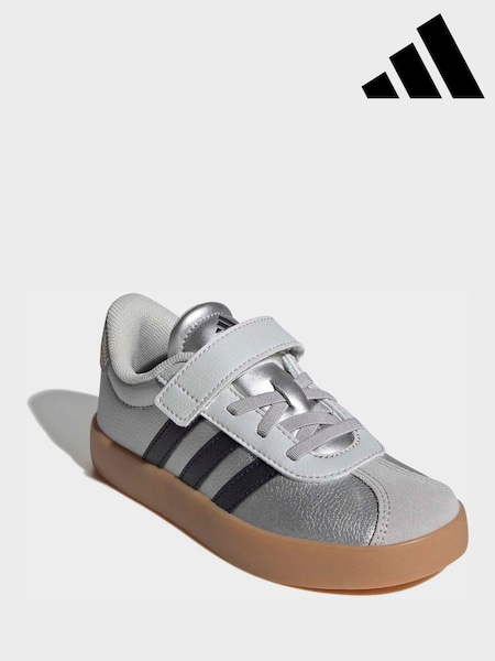 adidas Grey VL Court 3.0 Hook and Loop Kids Trainers (H61599) | R$ 325