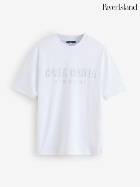 River Island White Slim Fit Casa Carta White T-Shirt (H61638) | €34