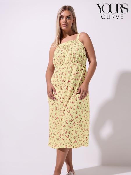 Yours Curve Yellow Limited Midaxi Dress (H61656) | R$ 315