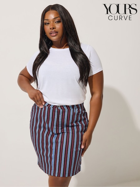 Yours Curve Blue Limited Stripe Denim Mini Skirt (H61659) | € 34