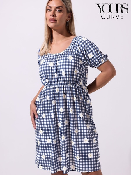 Yours Curve Blue Limited Gingham Mini Dress (H61678) | €43