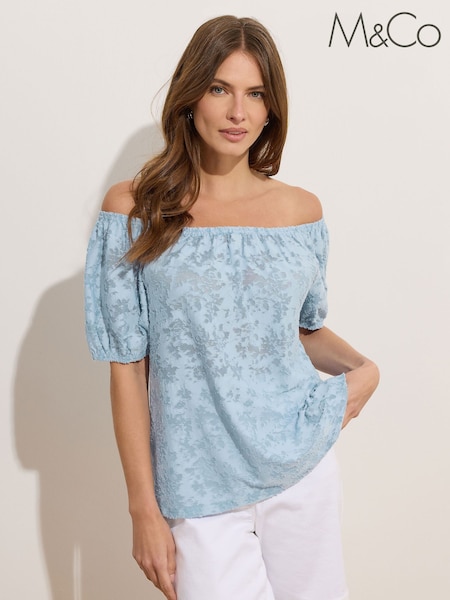 M&Co Blue Burnout Scoop Neck Top (H61681) | R$ 275