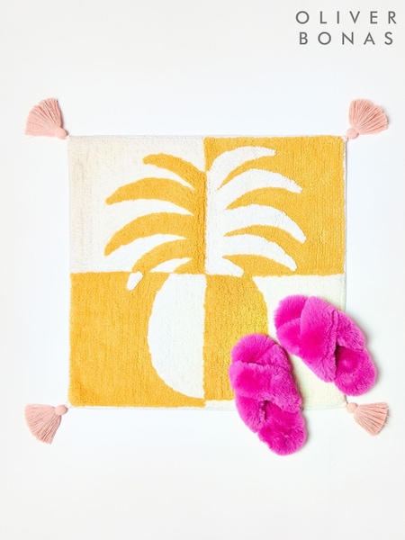 Oliver Bonas Yellow Pineapple Square Chequerboard Bathmat (H61774) | €34
