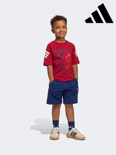 adidas Red Marvel Spider-Man T-Shirt and Shorts Set (H61849) | OMR22