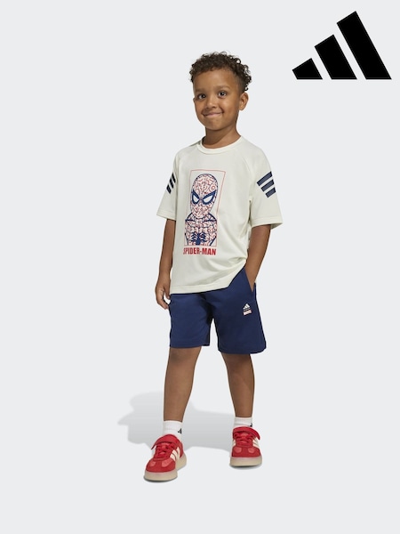 adidas White Marvel Spider-Man Little Kids Top and Short Set (H61887) | €46