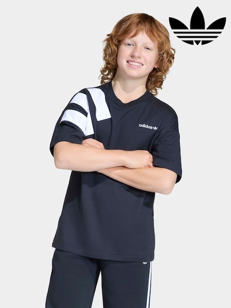 adidas originals Black Blocked Logo Oversized T-Shirt (H61929) | AED105