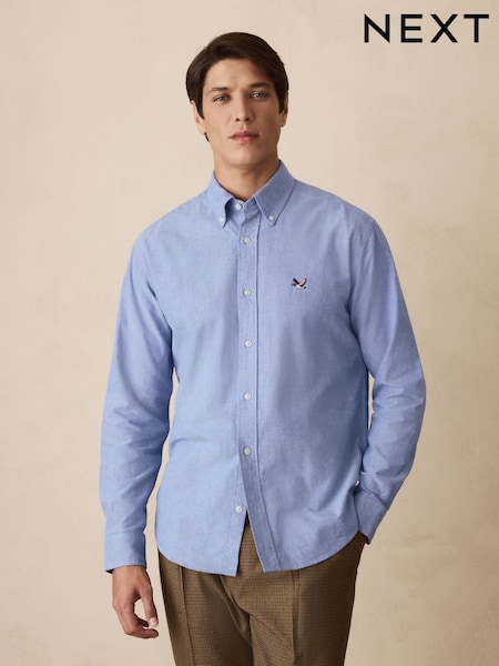 Light Blue Long Sleeve Brushed Oxford Shirt (H62001) | AED122