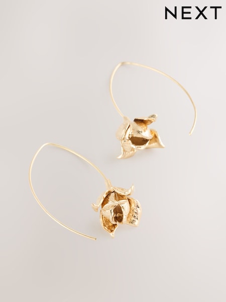 Gold Tone Flower Pull Through Earrings (H62027) | €10
