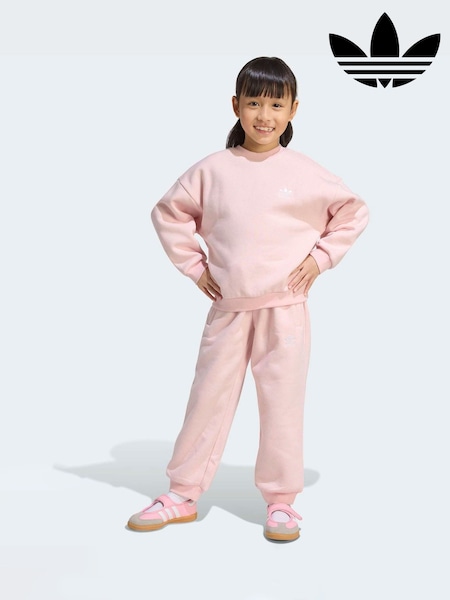 adidas Originals Pink Oversized  Sweat Top and Jogger Little Kids Set (H62049) | AED221