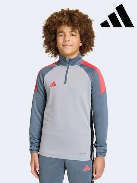 אפור - adidas Tiro Essentials Quarter Zip Training Top (H62070) | ‏126‏₪