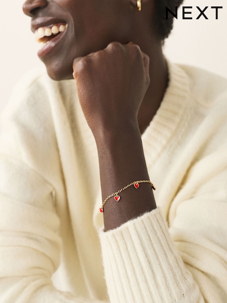 لون ذهبي - Dainty Heart Bracelet (H62097) | ‏49 ر.ق.