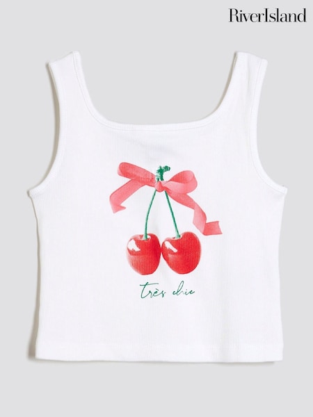 River Island White Girls Cherry Tank Top (H62275) | € 23