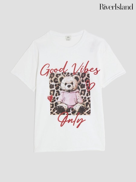 River Island Girls Leopard Print Bear T-Shirt (H62281) | ‏82 د.إ.‏