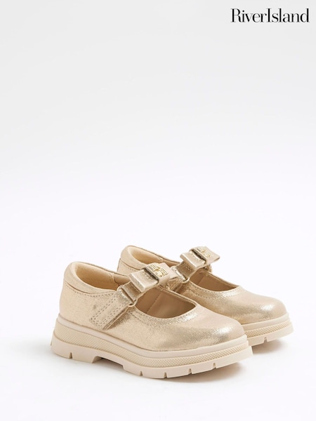 River Island Gold Girls Multi Strap Mary Jane Shoes (H62303) | €33