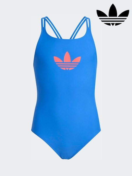 adidas Blue 3 Stripes U Back Kids Swimsuit (H62306) | AED175