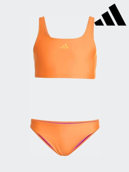 adidas Orange 3-Stripes V-Neck Kids Bikini (H62369) | SGD 48