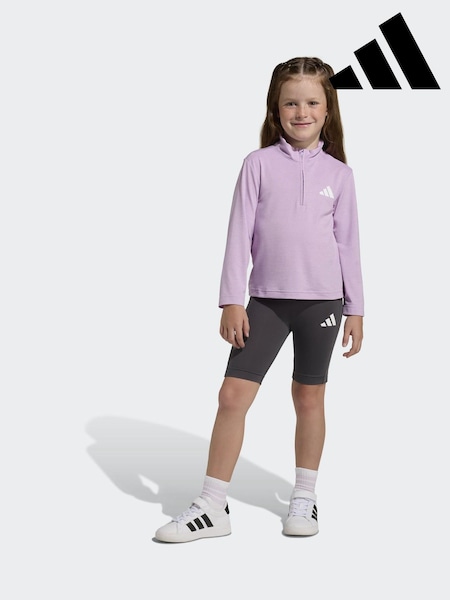 adidas Purple Quarter Zip Sweat Top and Shorts Little Kids Sports Set (H62373) | €33