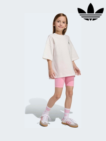 adidas Originals Pink Oversized T-Shirt and Cycling Shorts Little Kids Set (H62377) | SGD 64