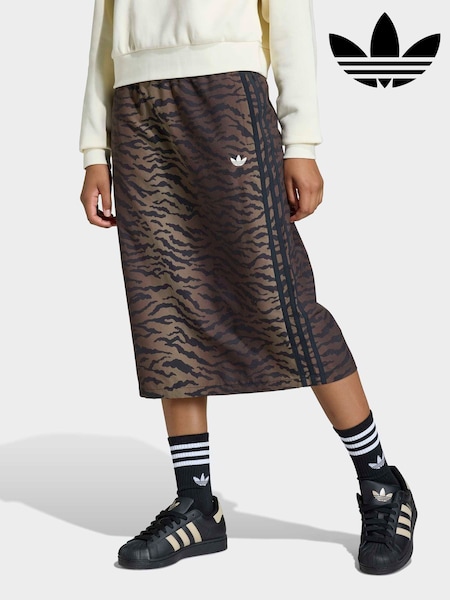 adidas Originals Brown Animal Midi Skirt (H62379) | SGD 64