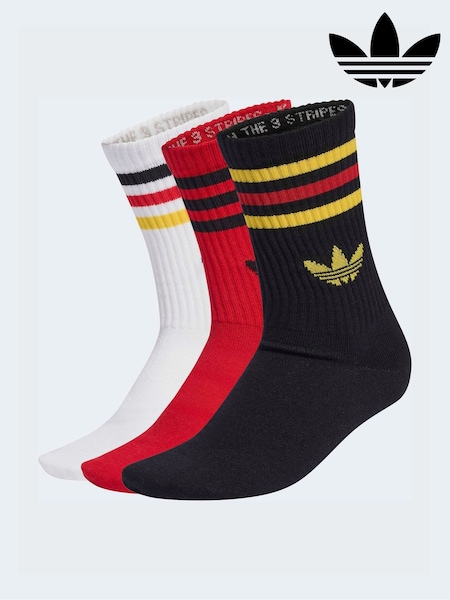 Musta/Punainen - Pyöreä kaula-aukko - adidas Originals 3-Stripes Crew Socks 3 Pairs (H62431) | €20