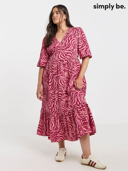 Simply Be Pink Short Sleeve Wrap Midi Dress (H62460) | €58