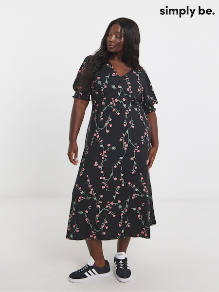 Simply Be Black Supersoft V-Neck Midi Dress (H62462) | €45