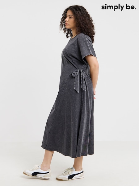 Simply Be Grey Acid Wash Tie Side Dress (H62464) | €45