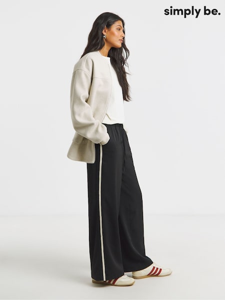 Simply Be Black Side Stripe Wide Leg Trousers (H62471) | €44