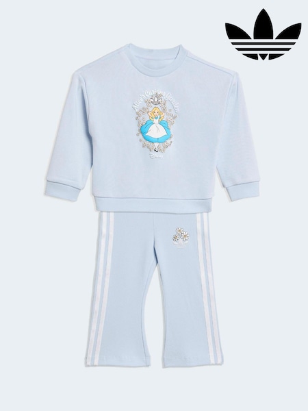 Blå - adidas Originals Disney Alice in Wonderland Sweat Top and Flare Leggings Infant Set (H62707) | kr550