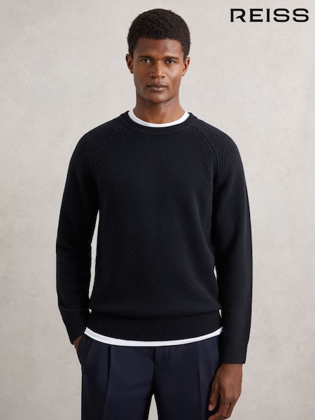 Reiss Navy Foulton Wool Cashmere Reverse-Seam Jumper (H62751) | €185