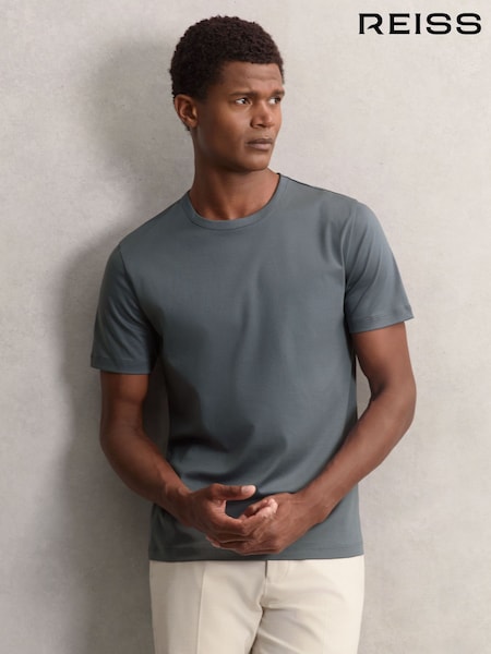 Reiss Airforce Blue Count Airwater-Cotton Crew-Neck T-Shirt (H62771) | AED346