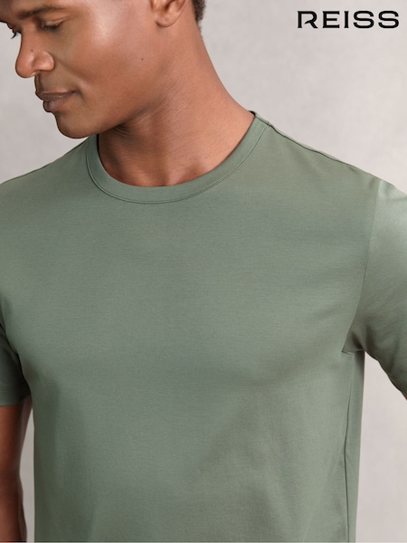 Reiss Kale Green Count Airwater-Cotton Crew-Neck T-Shirt (H62772) | AED346