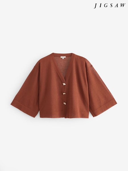 Jigsaw Brown Sheer Linen Blend Cardigan (H62876) | €140