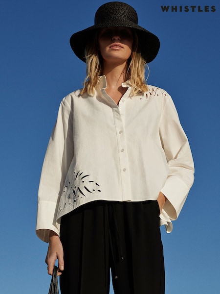 Whistles Leaf Embroidered Cotton Shirt (H62948) | R$ 1.275