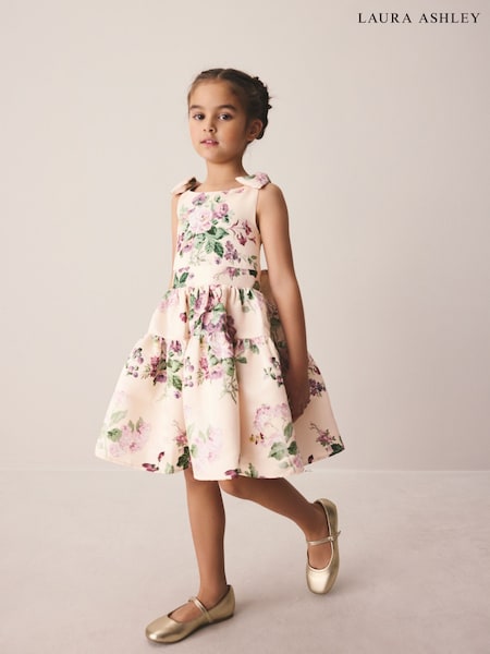 Laura Ashley Pink Rosemore Bow Back Satin Dress (H63010) | AED233 - AED268