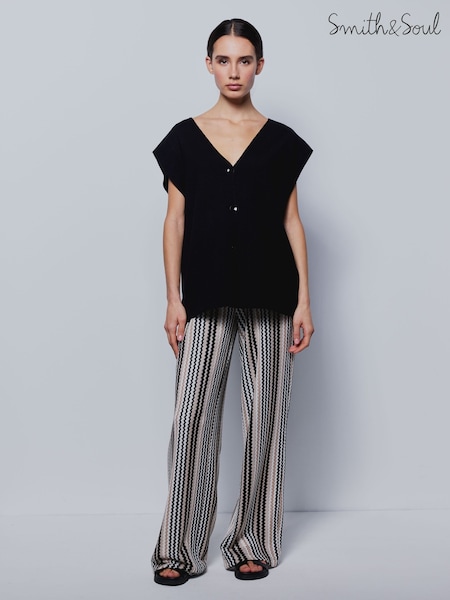 Smith & Soul Striped Crochet Jersey Trousers (H63013) | €126