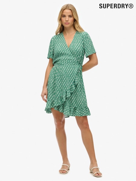 Superdry Short Sleeve Printed Mini Wrap Dress (H63020) | 335 LEI
