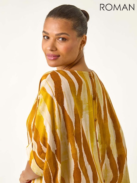 Roman Orange Abstract Buttoned Top (H63047) | €51